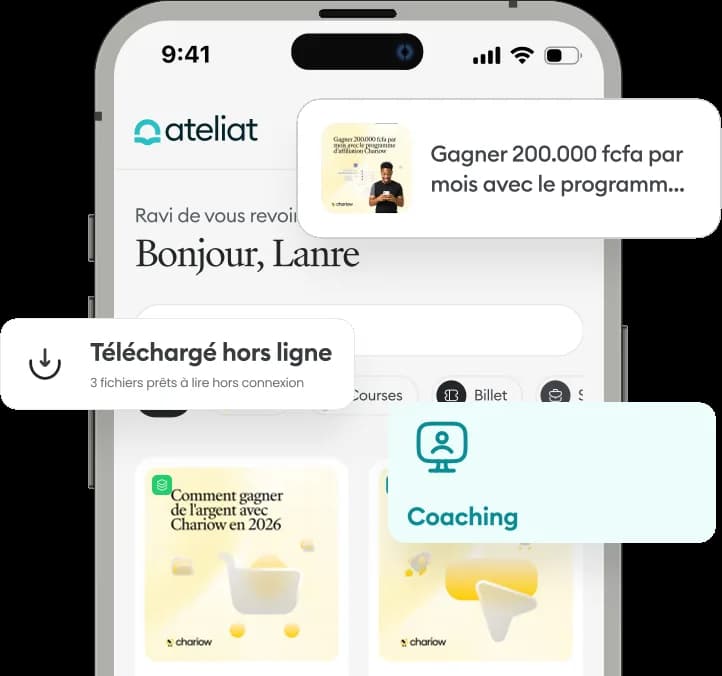 The Ateliat app showing a customer's purchase library